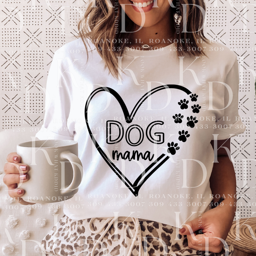 Dog Mama - Black Heart w/ Paw Prints