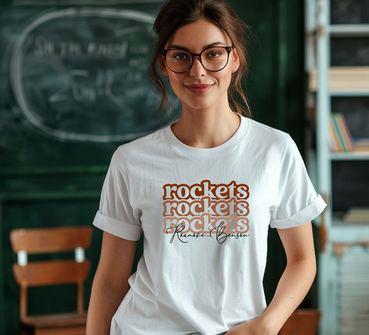 #63 - repeat rockets bubble letters, red, white, and black