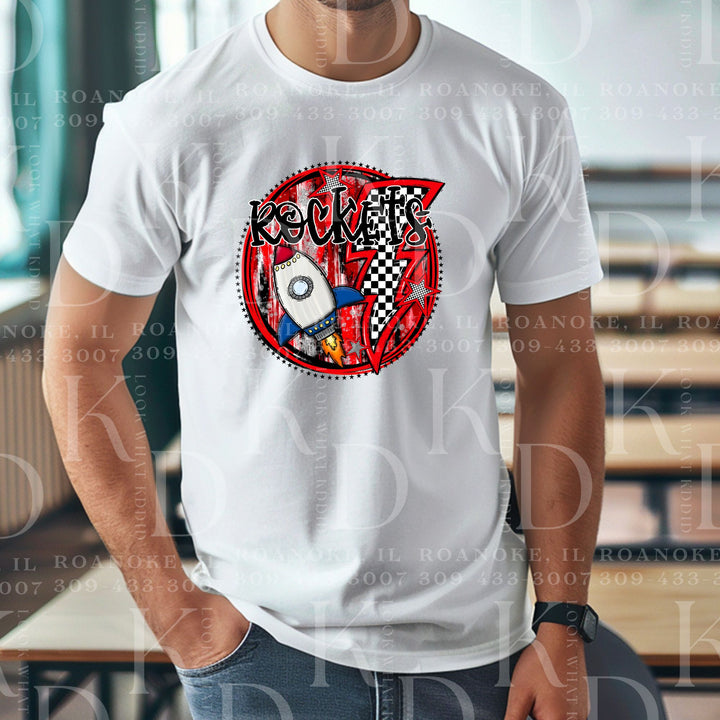 #8 - round lightening bolt orange or red rockets design