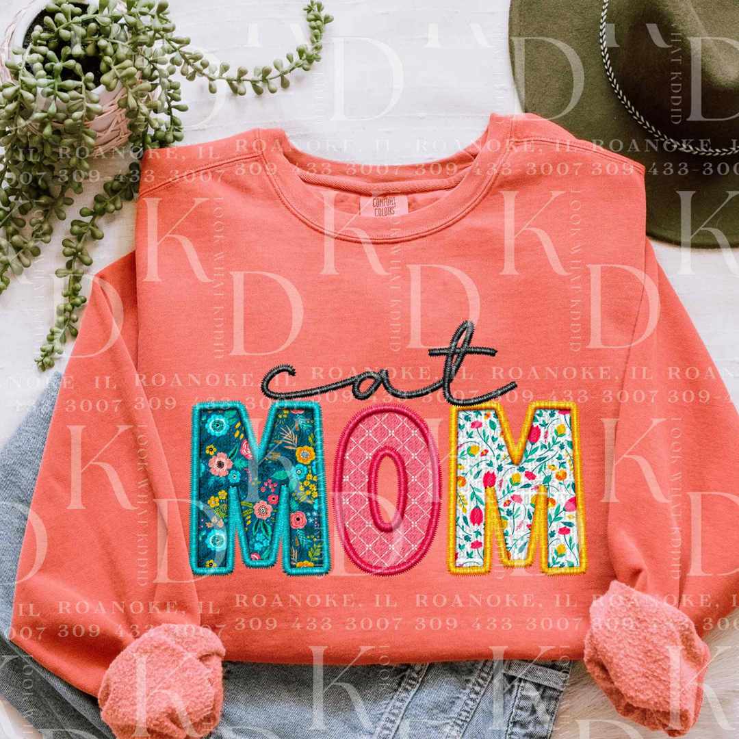 Cat Mom - Embroidered Letters