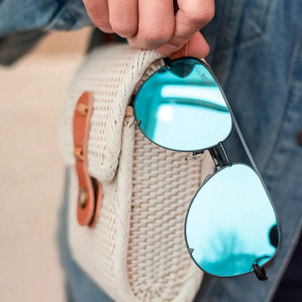the Alex Black/Blue - High Quality Unisex Aviator Sunglasses*