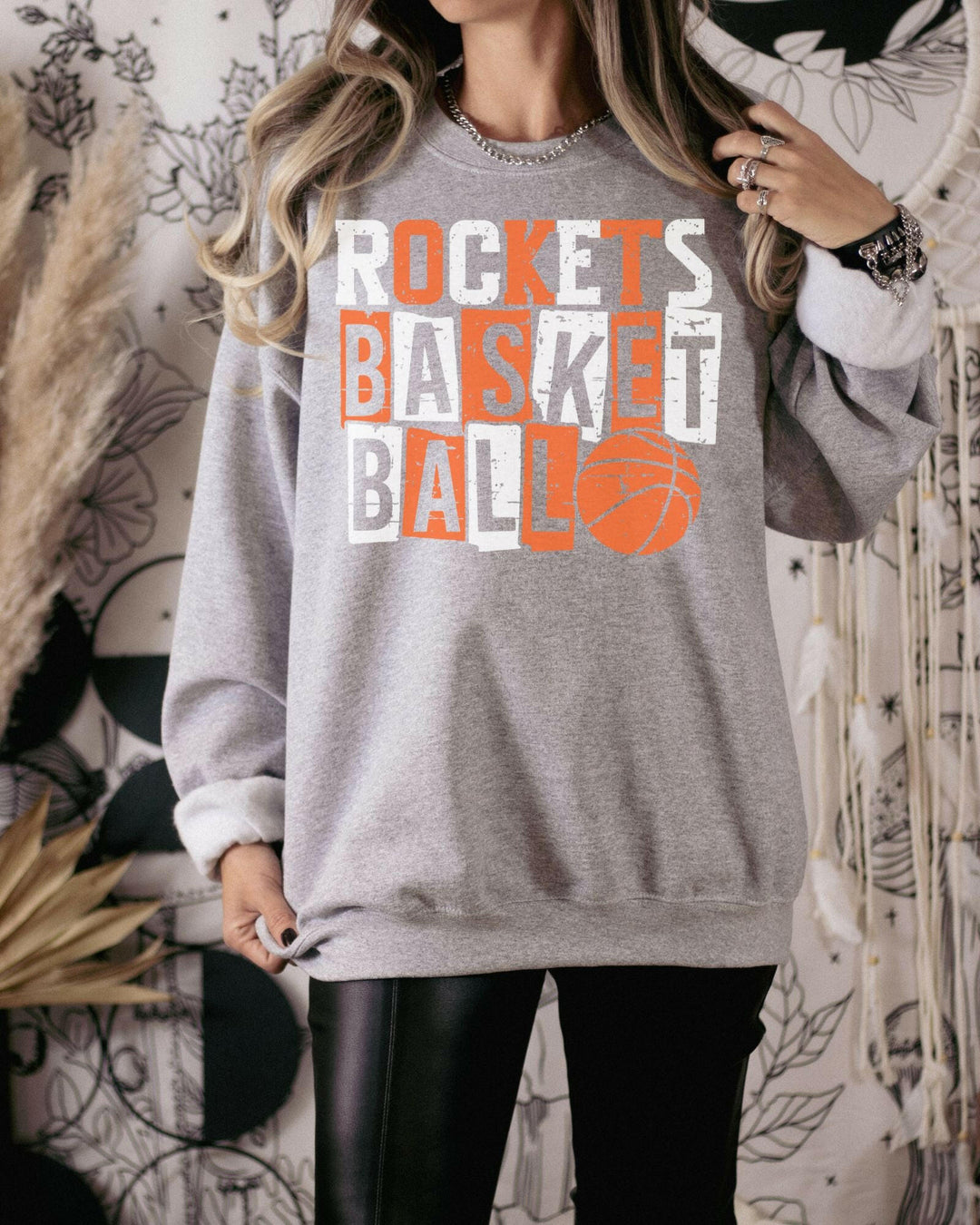 #46 - rockets basketball - orange and white block letters