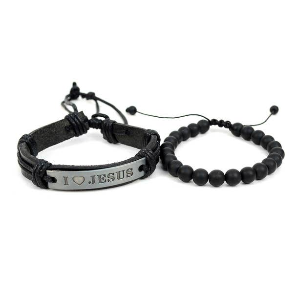 "I Love Jesus" Two  Pieces Bracelet Set