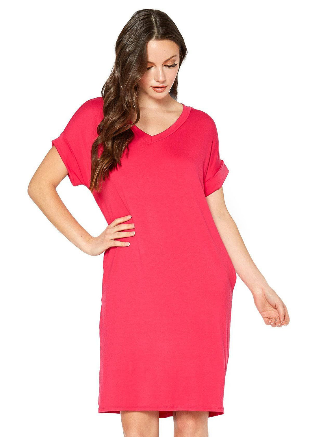 Round Neck T-shirt Dress With Pocket