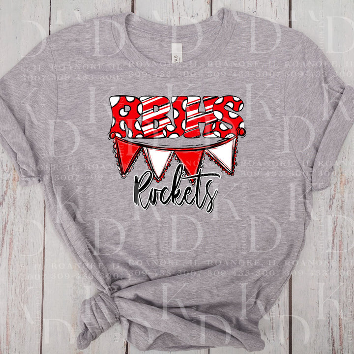 #19 - RBHS block letters w/ flags