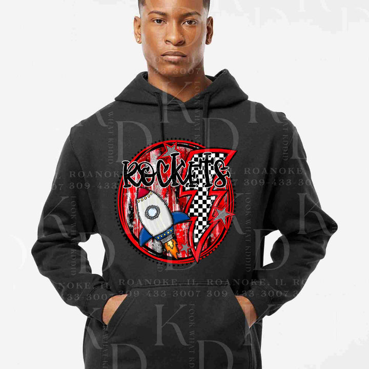 #8 - round lightening bolt orange or red rockets design