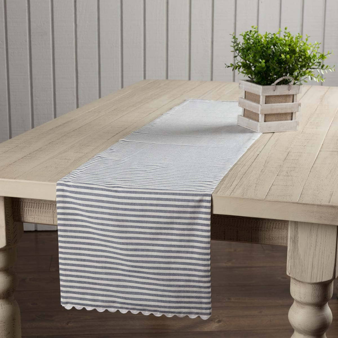 Farmhouse Ticking Blue Runner