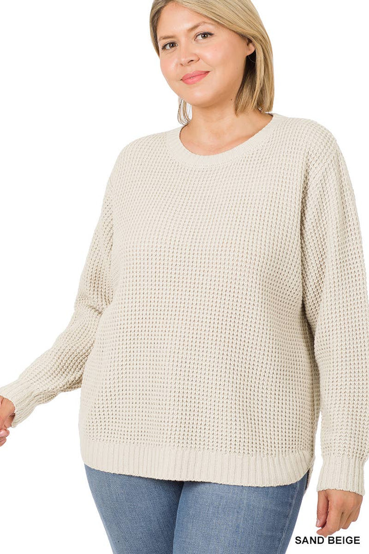 Hi-low Waffle Sweater