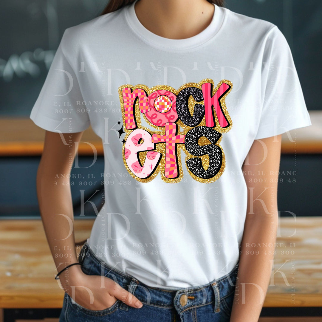 #15 - rockets - pink, black, and gold