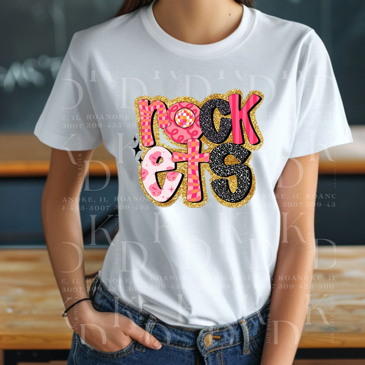 #15 - rockets - pink, black, and gold