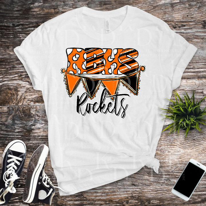 #19 - RBHS block letters w/ flags