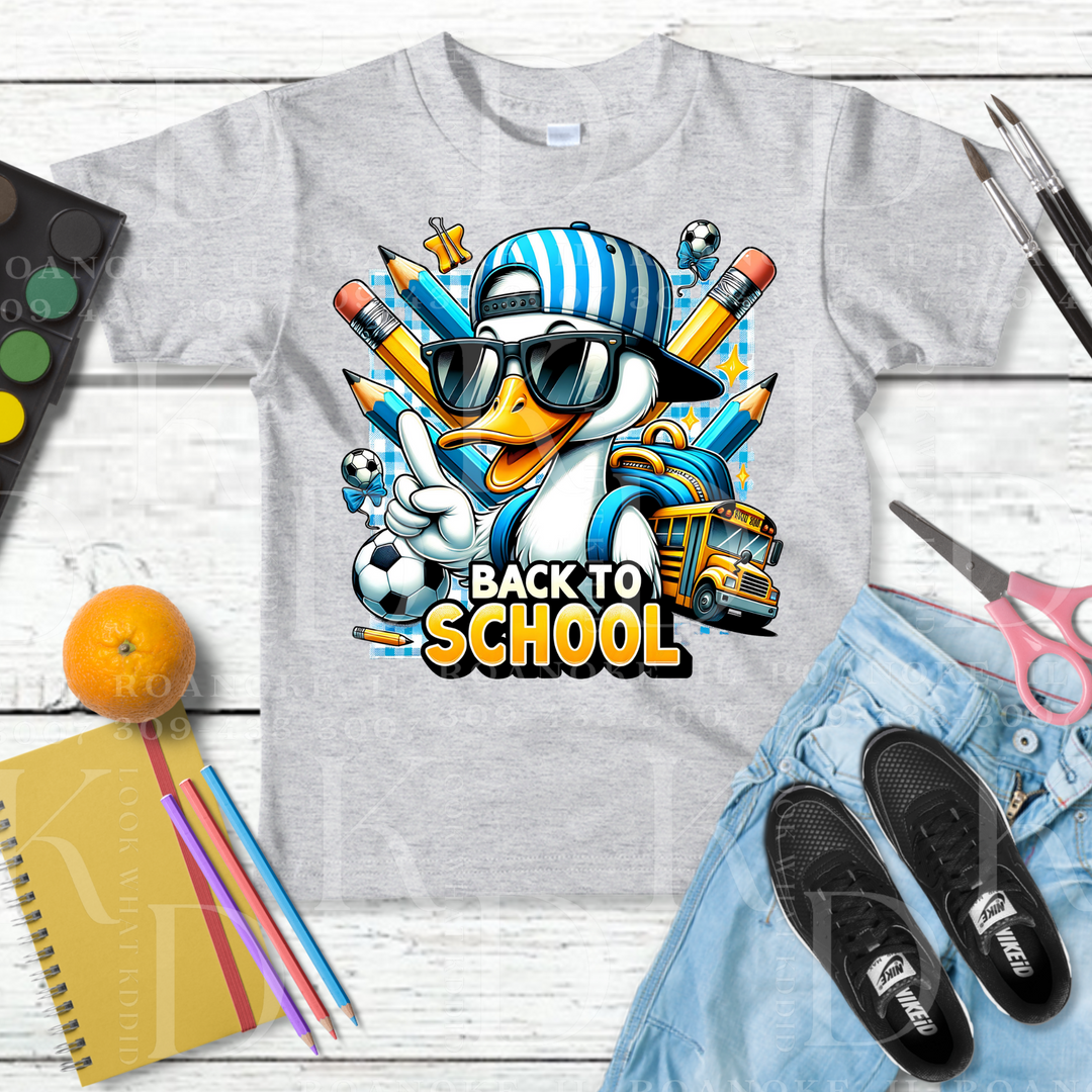 back to school w/ duck and school elements