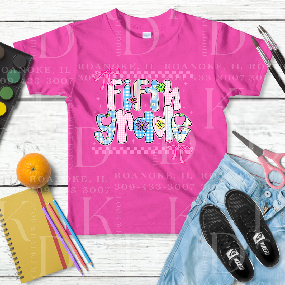 fifth grade - gingham lettering