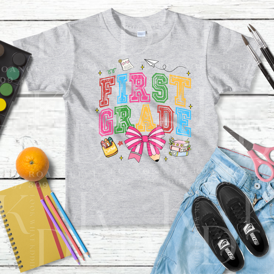 first grade - simple colors and school elements