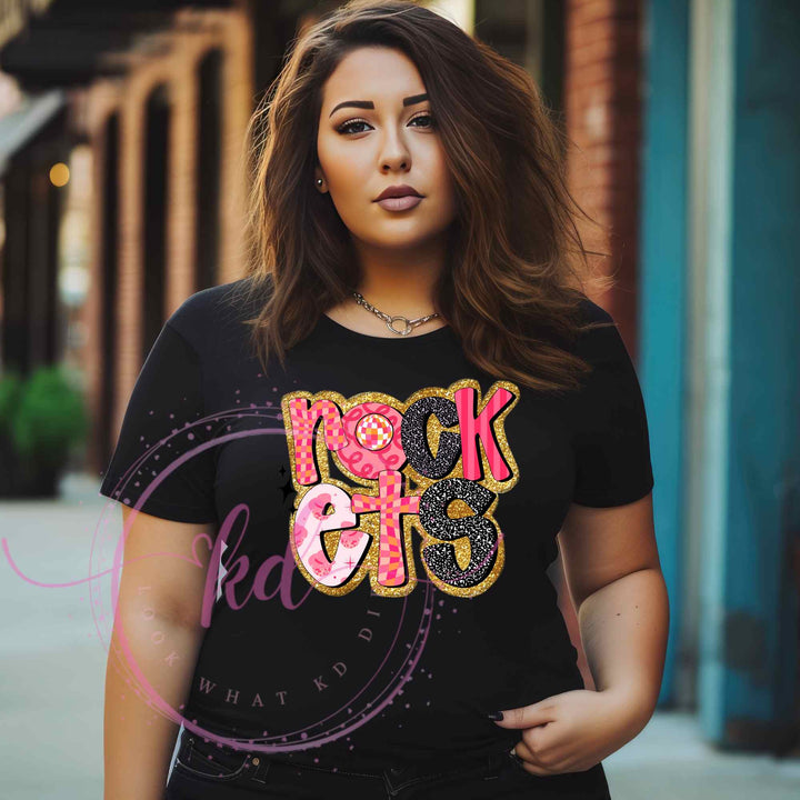 #15 - rockets - pink, black, and gold
