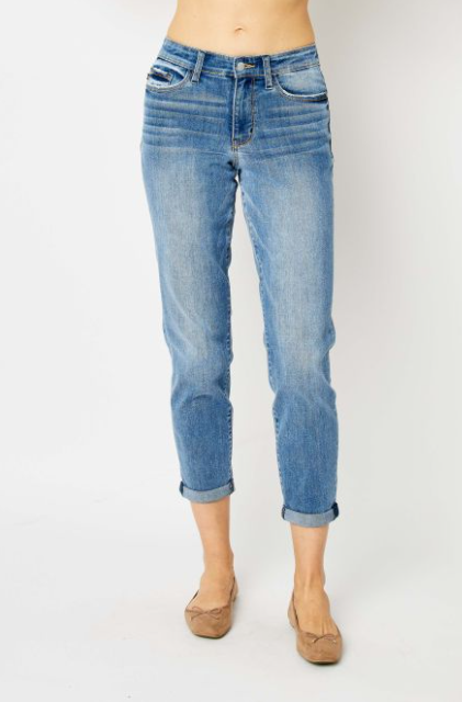 Judy Blue (82441) Mid Rise Cuffed Slim Jeans