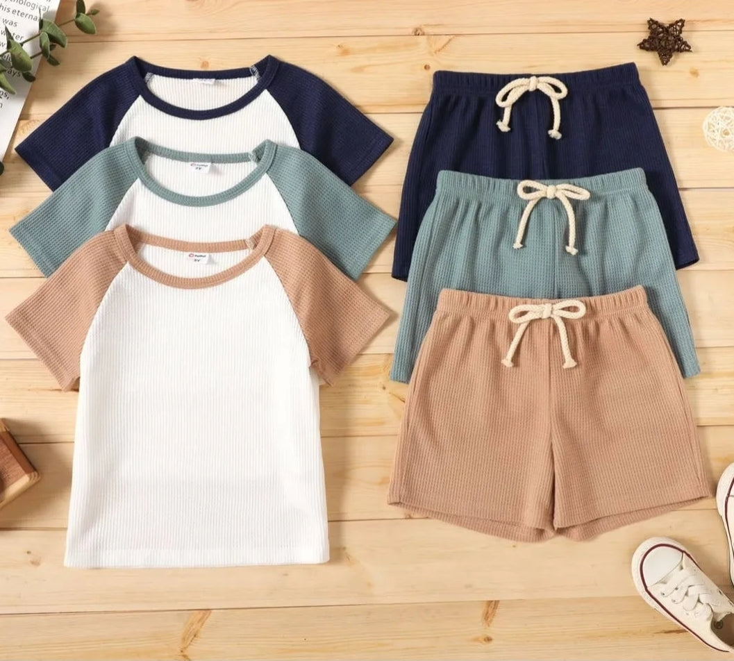 Dusty Blue Raglan Short Set