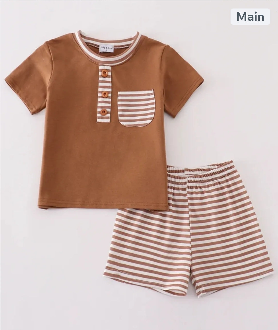 Brown Striped Short Set