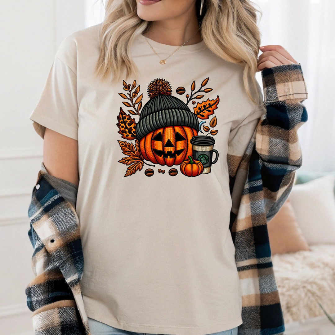 Carved Pumpkin w/ fall elements