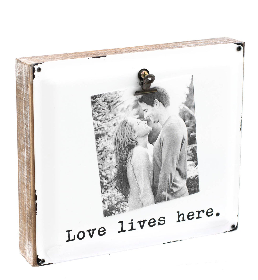 Wood and Enamel Pic Clip Love Lives Here