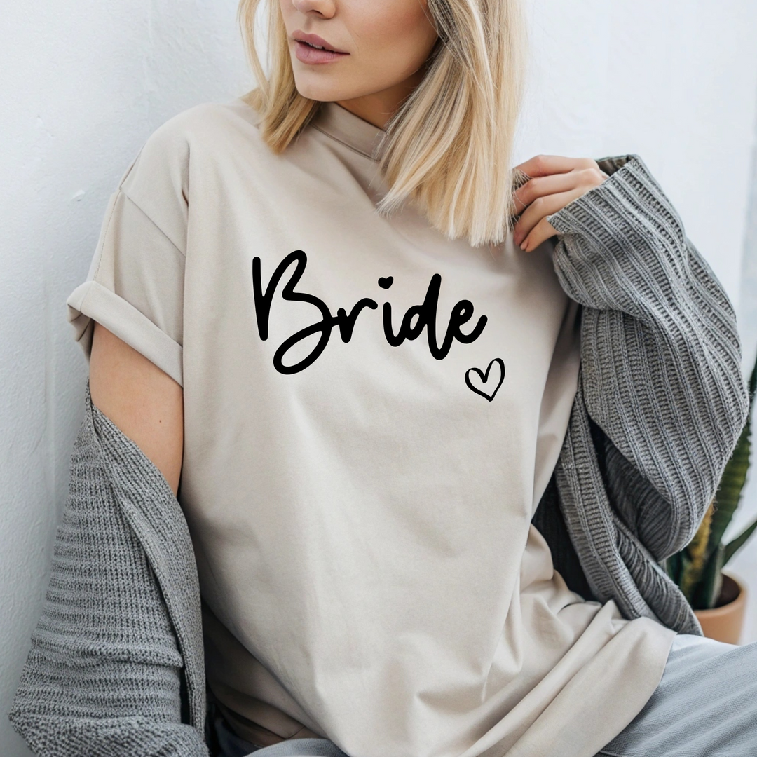 Bride w/ black script print