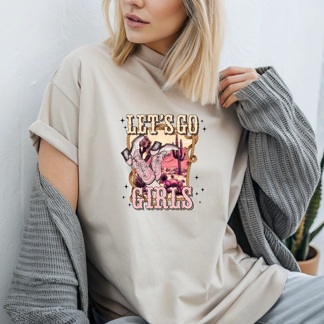Let's Go Girls - cowboy boots w/ dessert scene