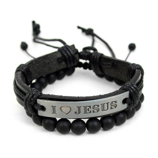 "I Love Jesus" Two  Pieces Bracelet Set