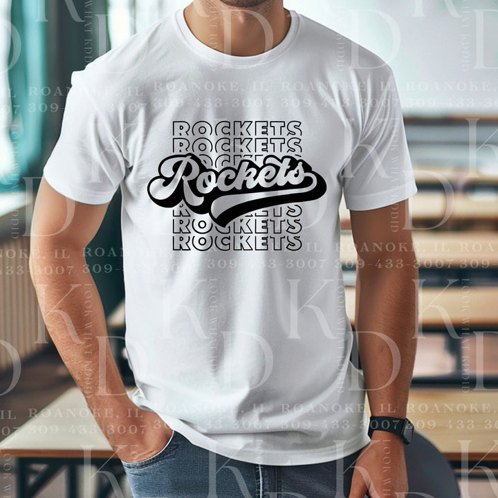 #14 - repeat block letter rockets w/ colored cursive rockets