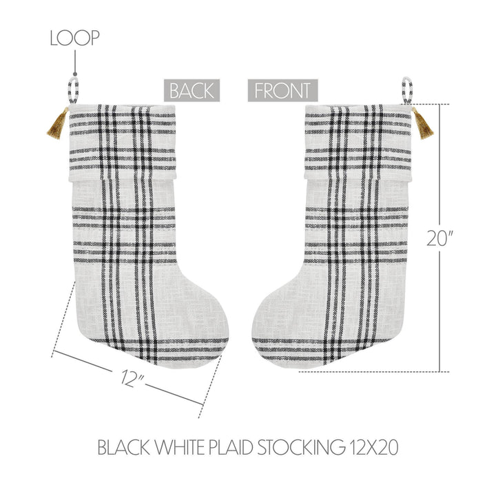 Wintergleam Black White Plaid Stocking
