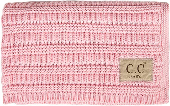 Baby Blanket Ribbed Knit (Pale Pink)