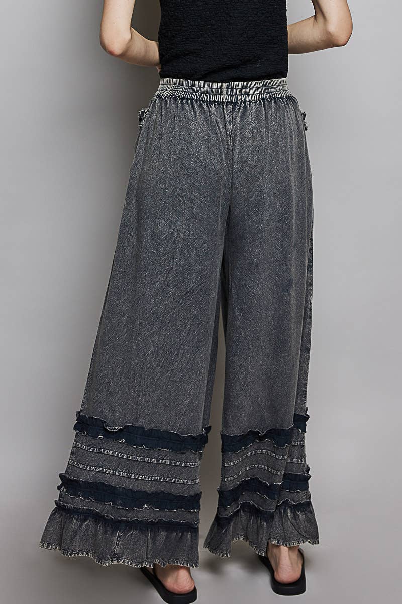 Ruffle Detail Wide Leg Pants