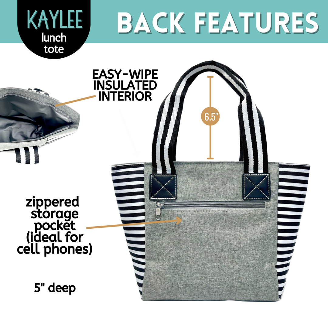 Trendy Insulated Zippered Lunch Tote with Accessory Pockets