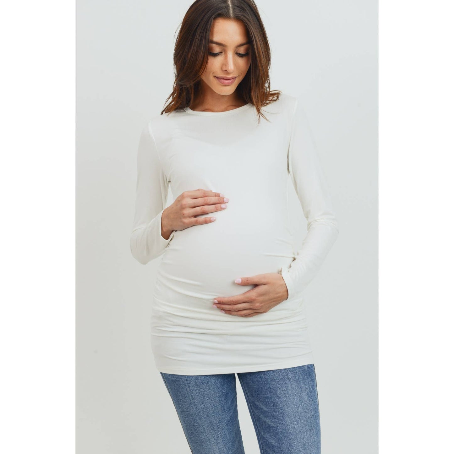 Long Sleeve Maternity Crewneck Knit Top