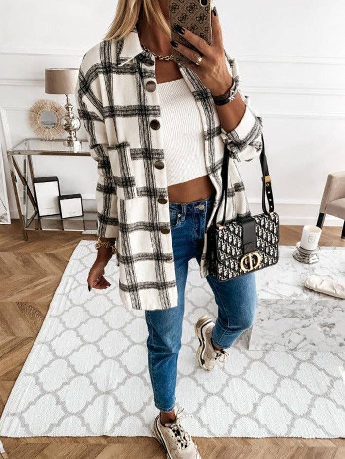 Plaid Wool Blend Shacket