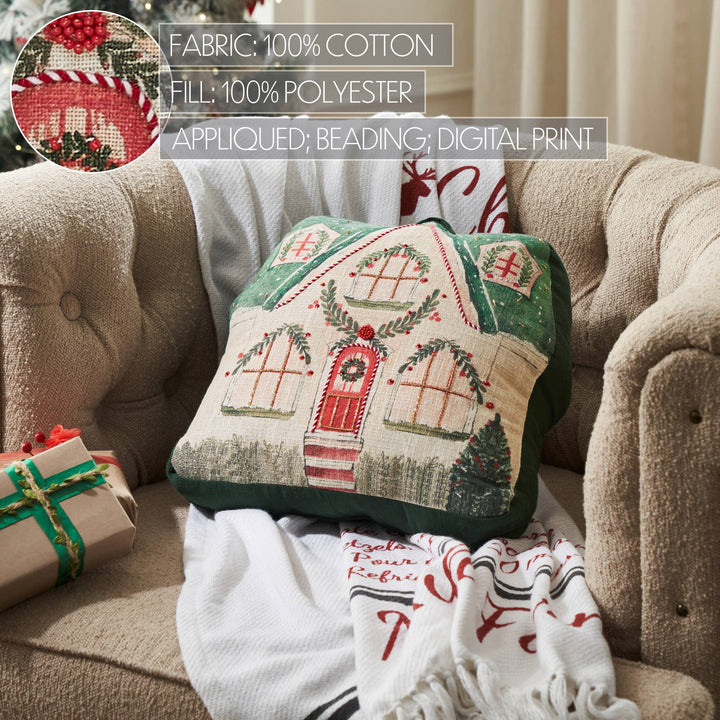 Christmas Cottage Pillow with Beads