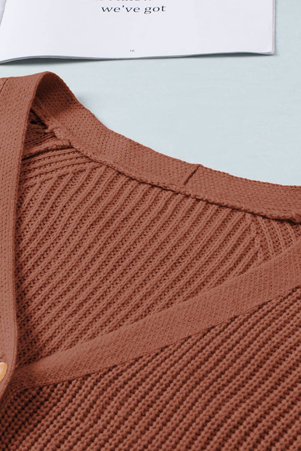 Bishop Sleeve V Neck Button Down Knit Cardigan