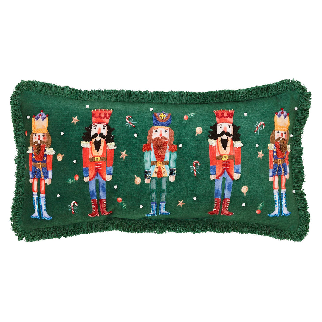 Nutcracker Green Fringed Pillow