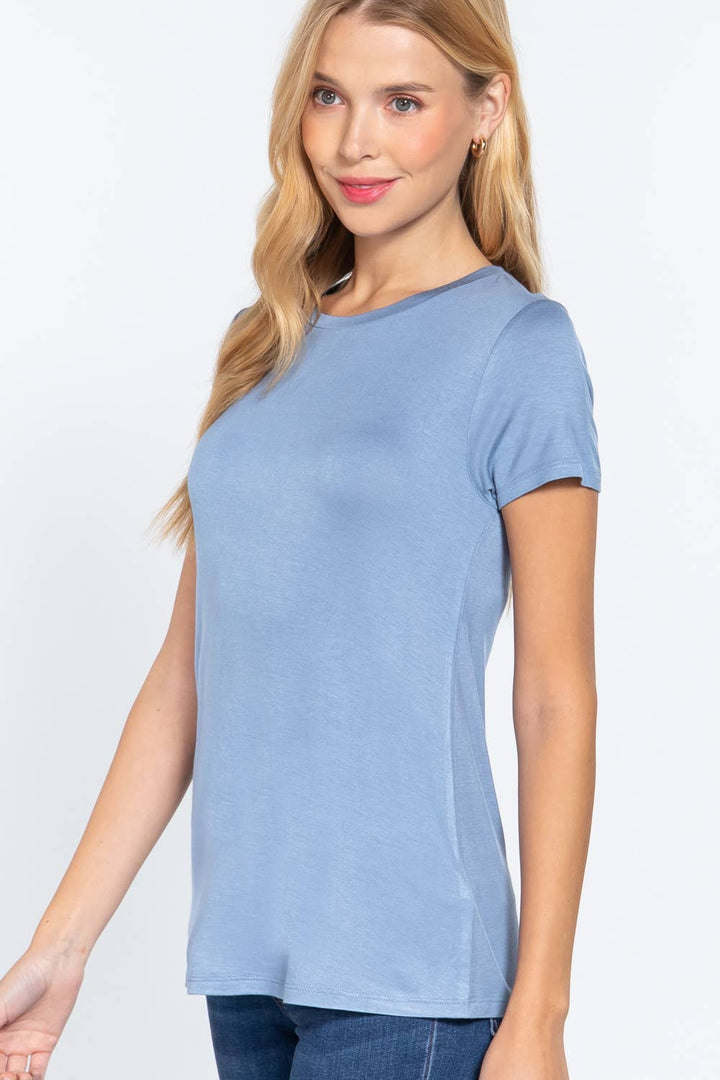Short Sleeve Crew Neck Rayon Spandex Jersey Top