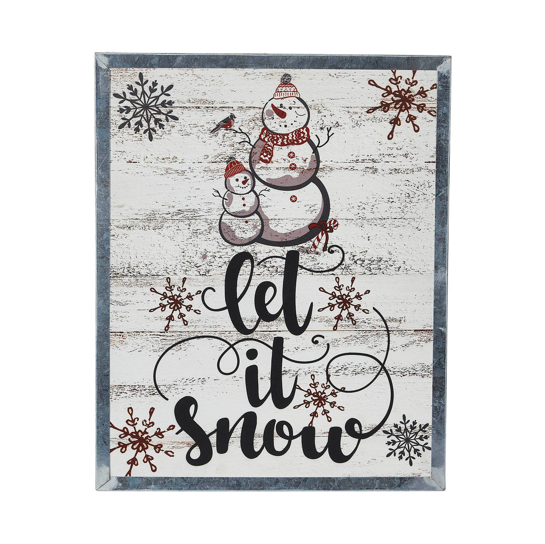 Let It Snow Snowman Framed Wall Hanging Sign 15x12