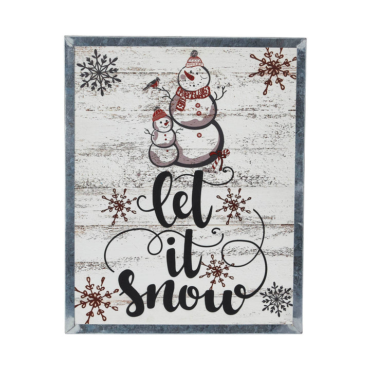 Let It Snow Snowman Framed Wall Hanging Sign 15x12