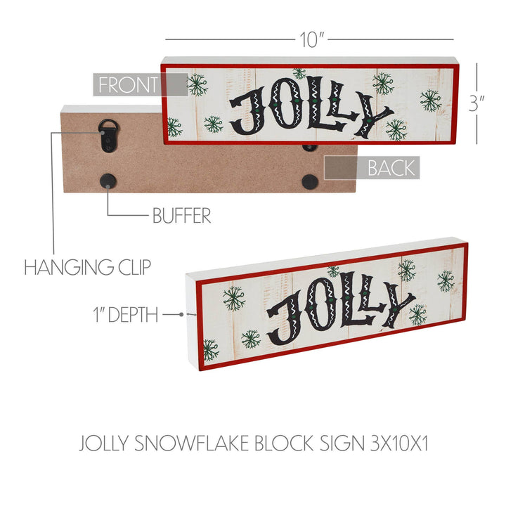 Jolly Snowflake Block Sign 3x10