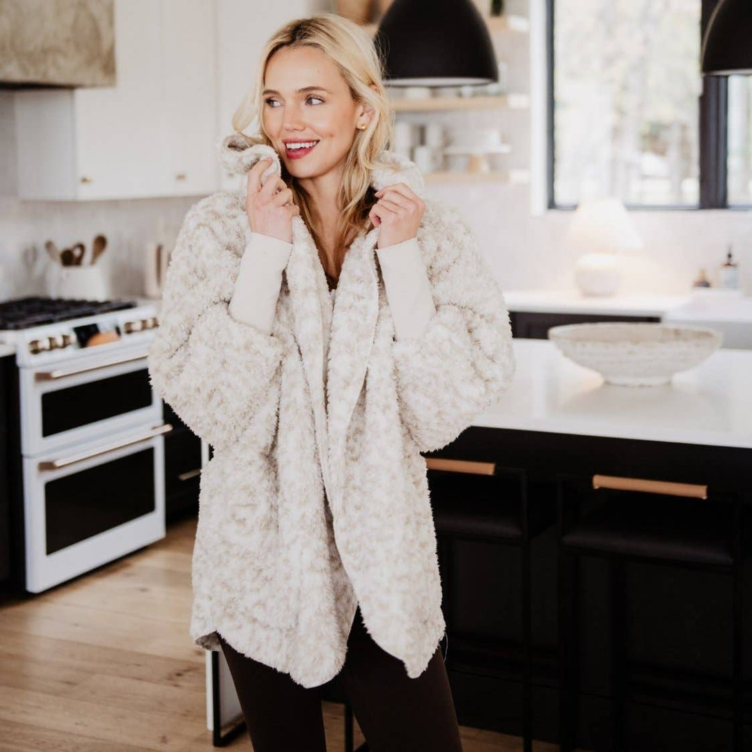 Snow Leopard Lightweight BODY WRAP with Hoodie and Pockets