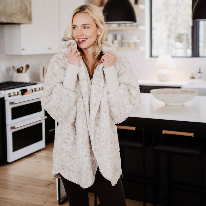 Snow Leopard Lightweight BODY WRAP with Hoodie and Pockets