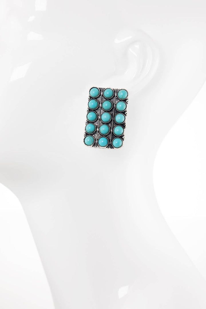 Western Rectangle Turquoise Bubble Earing