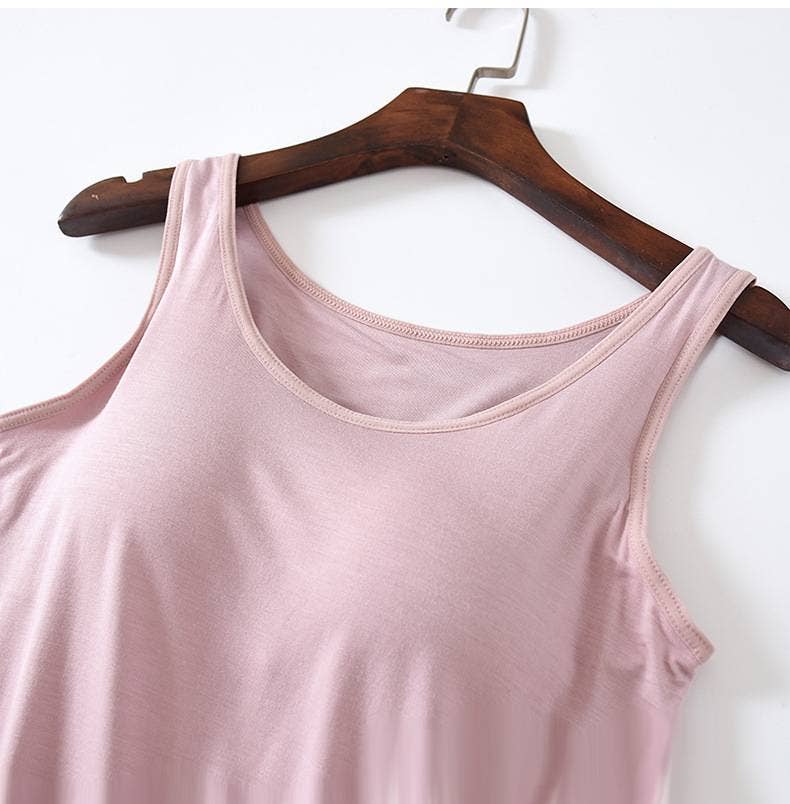 Skin-friendly soft round neck built-in bra tank top