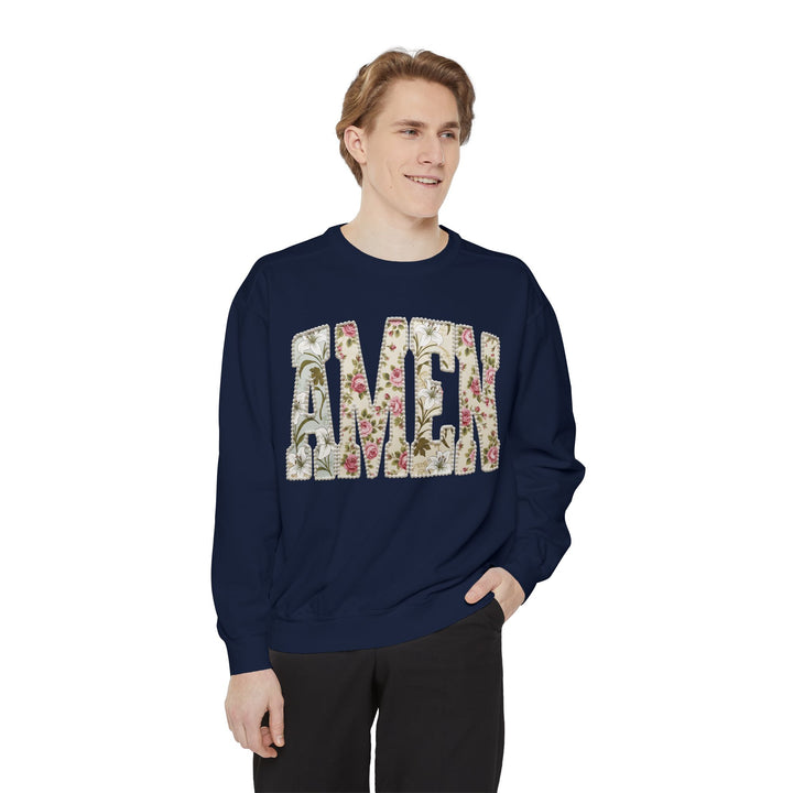 Amen Floral Print Sweatshirt | Vintage Botanical Lettering