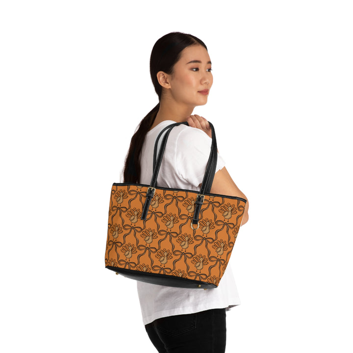 Tote Bag — Thanksgiving Bow Pattern PU Leather Shoulder Tote