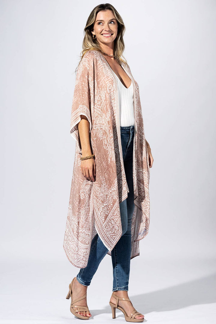 Blush Paisley Border Kimono