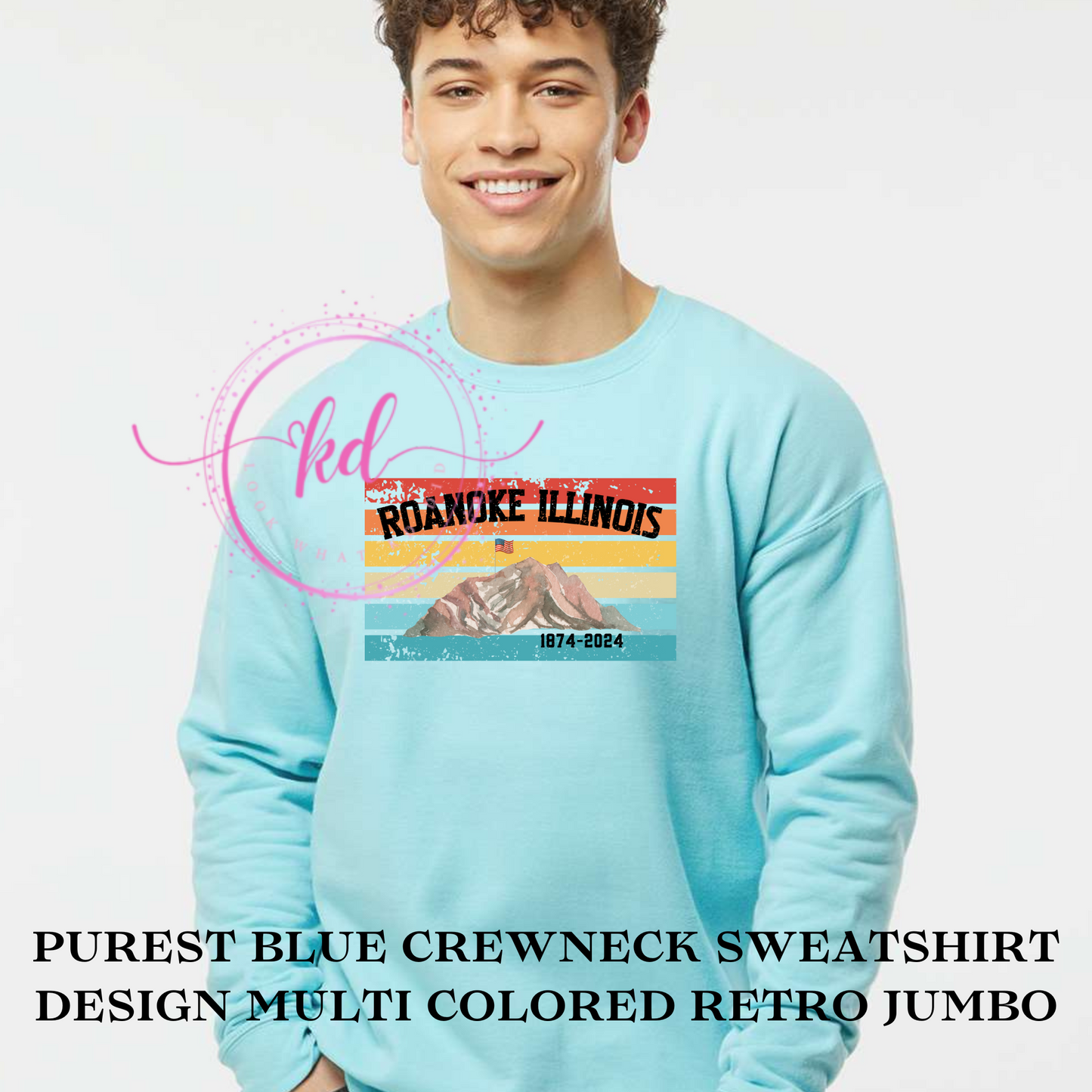 MULTI COLOR RETRO JUMBO-PUREIST BLUE CREWNECK