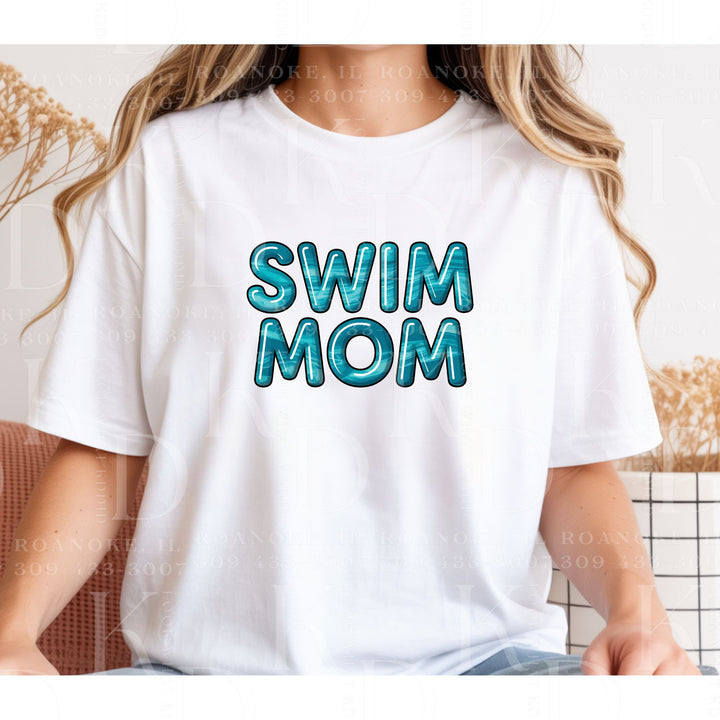 Swim mom water letters